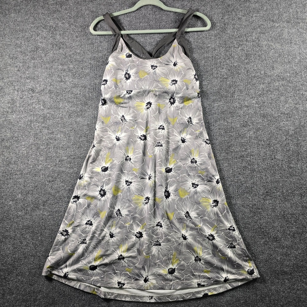 Patagonia Kamala Floral Sundress Grey Yellow Strappy A-Line Dress 20523 Women L